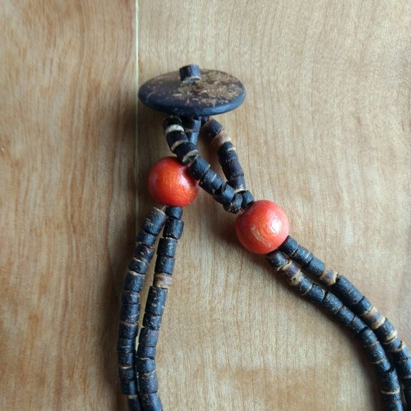 Wooden Beaded Statement Necklace - Picture 2 of 3